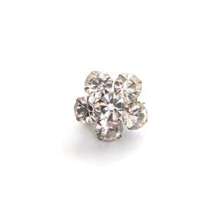 Vintage Estate Glass Rhinestone Sparkly Glam Dainty Feminine Floral Brooch